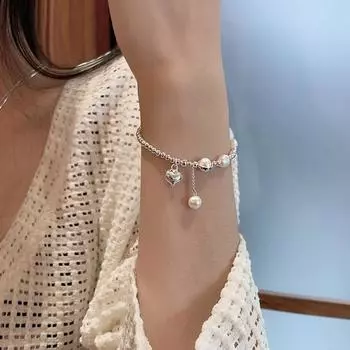 Браслет Love для девочек из чистого серебра s925 с жемчугом в стиле барокко