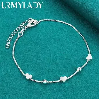 Браслет Love Heart из стерлингового серебра 925 пробы для женщин, модные ювелирные изделия 20cm