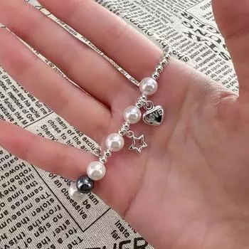 Браслет Love Heart Star White Grey Bead For Woman Girl Fashion Jewelry Gift Уникальные браслеты серебряный