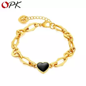 Браслет Love из нержавеющей стали OPK золотой