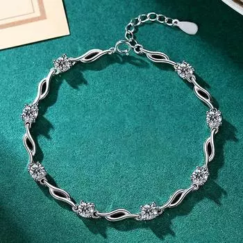 Браслет Love из стерлингового серебра 925 пробы с кристаллами для женщин, позолоченный 18-каратным золотом, модный новый браслет с кристаллами Adjustable size