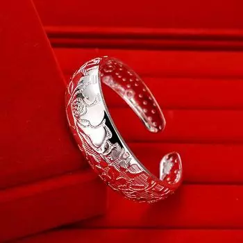 Браслет Love Lotus Says с широким отверстием для лица Лотос, медный серебряный браслет, серебряные украшения, подарок на день рождения Adjustable size