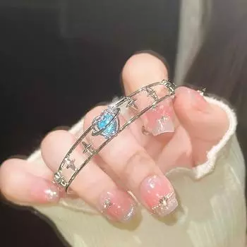 Браслет Love с голубым цирконием, женский, легкий, роскошный, нишевый, супер, сказочный, для девочек, объемный, в форме сердца