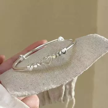 Браслет Love, женский, корейская версия, простой, темпераментный, браслет Heart-to-heart, Ins, холодный ветер, полое, в форме сердца, регулируемое украшение