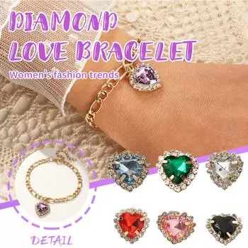 Браслет Love Zircon, индивидуальный креативный браслет с персиковым сердцем, подарок на день матери чёрный