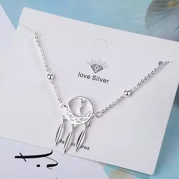 Браслет-ловец снов из стерлингового серебра 925 пробы с ажурным узором для женщин, подарок S-B215