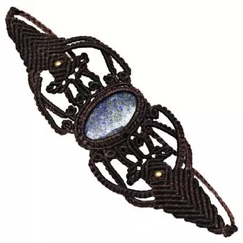 Браслет макраме из натуральных бусин лазурита ручной работы с регулируемым размером