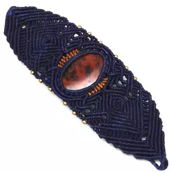 Браслет макраме красное дерево обсидиан ювелирные изделия нить 7-9 регулируемый мода