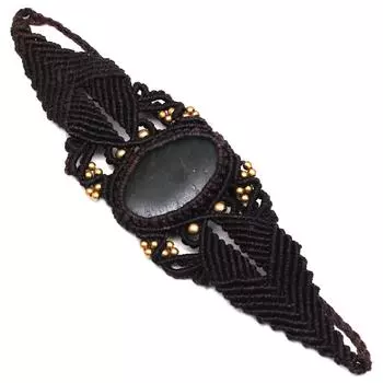 Браслет макраме, регулируемый, оникс, черный, 8 мм, бисер, натуральный камень, браслеты, бусины