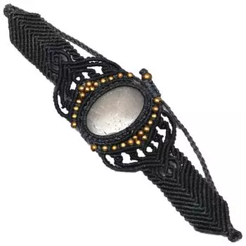 Браслет Макраме Розовый кварц Натуральный Регулируемые Бусины Целебный Драгоценный Камень Кристалл