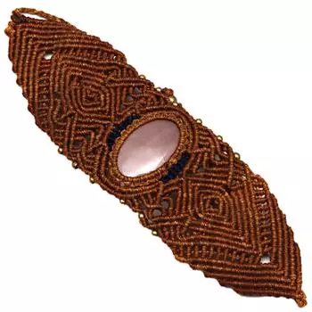 Браслет Макраме Розовый кварц Натуральный Регулируемые Бусины Целебный Драгоценный Камень Кристалл