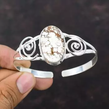 Браслет-манжета «Дикая лошадь» с магнезитом, ювелирные изделия ручной работы, стерлинговое серебро 925 пробы, браслет, ювелирные изделия из драгоценных камней, регулируемый браслет, новые ювелирные изделия для подарка