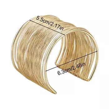 Браслет-манжета для женщин, открытые широкие проволочные браслеты, золотой цвет, браслет-манжета на запястье