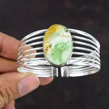 Браслет-манжета из австралийского хрома и халцедона с драгоценными камнями, браслет-манжета из стерлингового серебра 925 пробы, ювелирные изделия ручной работы, регулируемый браслет, подарок для нее