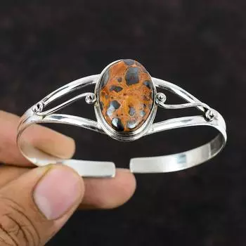 Браслет-манжета из боксита, ювелирные изделия ручной работы, браслет из стерлингового серебра 925 пробы, браслет высшего качества, браслет из драгоценных камней, регулируемый браслет, подарок для мамы, серебряные украшения