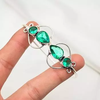 Браслет-манжета из индиголита, браслет из настоящего драгоценного камня, браслет-манжета из стерлингового серебра 925 пробы, ювелирные изделия ручной работы, регулируемый браслет для подарка, женские ювелирные изделия Adjustable зелёный