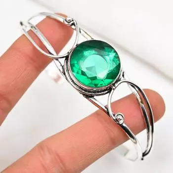 Браслет-манжета из индиголита, браслет из стерлингового серебра 925 пробы с настоящими драгоценными камнями, ювелирные изделия ручной работы, регулируемый браслет-манжета, подарок для женщин, изящные ювелирные изделия Adjustable зелёный