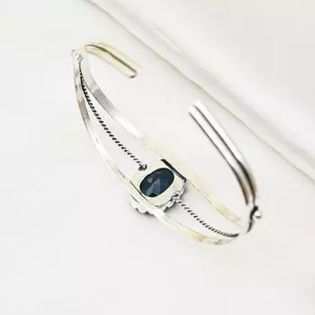 Браслет-манжета из индиголита, браслет из стерлингового серебра 925 пробы с настоящими драгоценными камнями, ювелирные изделия ручной работы, регулируемый браслет-манжета, подарок для женщин, изящные ювелирные изделия Adjustable синий