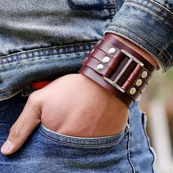 Браслет-манжета из искусственной кожи, подарки в стиле панк, одежда, спортивная одежда, регулируемые браслеты чёрный