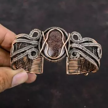 Браслет-манжета из кости динозавра, медная проволока, регулируемый браслет, браслет-манжета ручной работы, браслет из драгоценных камней, медная проволока, ювелирные изделия, подарок на помолвку