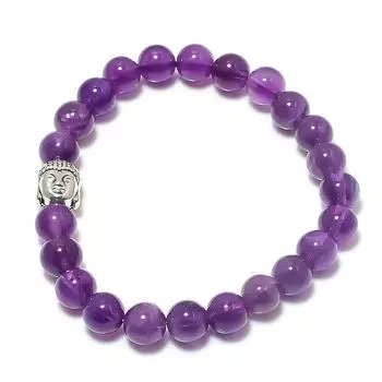 Браслет-манжета из натурального аметиста ручной работы, регулируемый R3w07