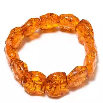 Браслет-манжета из натурального балтийского янтаря ручной работы, регулируемый E9T11