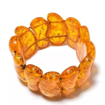 Браслет-манжета из натурального балтийского янтаря ручной работы, регулируемый d9D45