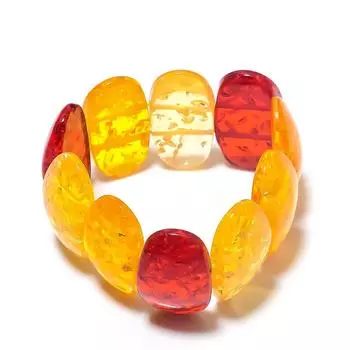 Браслет-манжета из натурального балтийского янтаря ручной работы, регулируемый m6V48