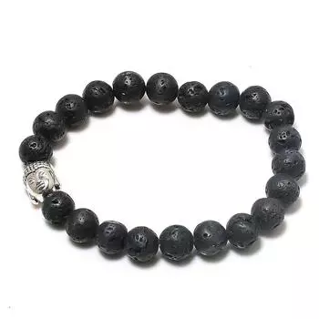 Браслет-манжета из натурального черного оникса ручной работы, регулируемый W3Y87