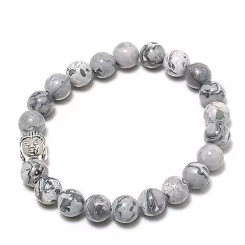 Браслет-манжета из натурального фарфора с драгоценным камнем яшмой ручной работы, регулируемый P0S30