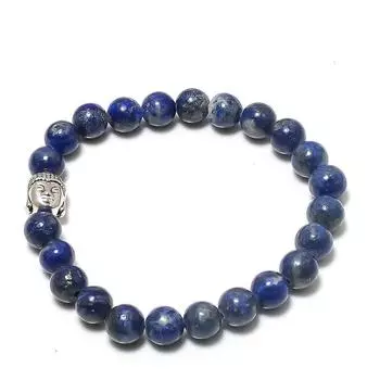 Браслет-манжета из натурального камня лазурит ручной работы, регулируемый w1Q47