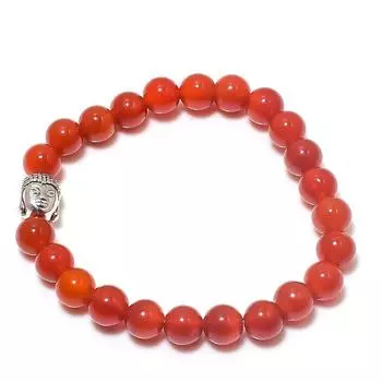 Браслет-манжета из натурального камня сердолик, регулируемый, ручной работы w1R09