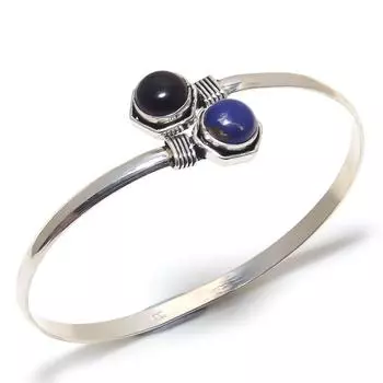 Браслет-манжета из натурального лазурита ручной работы в подарок на Рождество, регулируемый q9I85