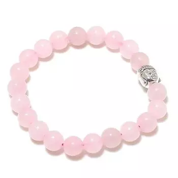 Браслет-манжета из натурального розового халцедона, регулируемый, ручной работы K1H86