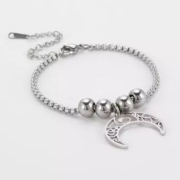 Браслет-манжета из нержавеющей стали для женщин, серебряный цвет, браслеты, ювелирные изделия, викканские/языческие ожерелья и браслеты с фазой Луны