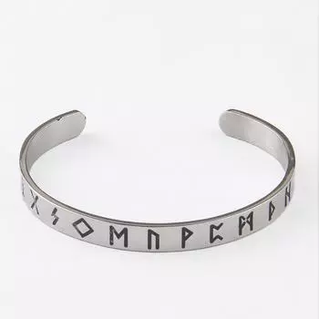 Браслет-манжета из нержавеющей стали с рунами викингов из меди, норвежские украшения, крепкий старинный древний амулет, талисман для мужчин и женщин серебряный