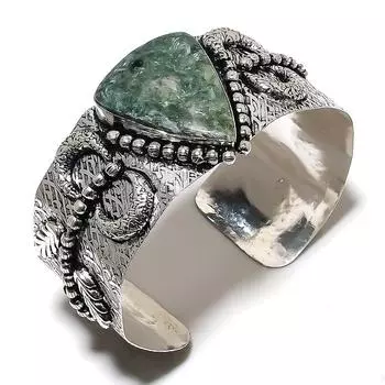 Браслет-манжета из серебра 925 пробы Ruby Fuchsite, созданный вручную в лаборатории o3g47