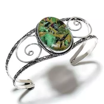 Браслет-манжета из серебра 925 пробы Ruby Zosite, созданный в лаборатории вручную, регулируемый A7R42