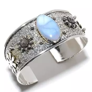 Браслет-манжета из серебра 925 пробы с драгоценными камнями Owyhee Opal, регулируемый, ручной работы O4T76