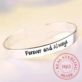 Браслет-манжета из стерлингового серебра 925 пробы с буквами и браслетом для женщин, мам, дам, элегантные украшения на день рождения, подарок на День матери J