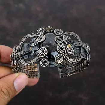 Браслет-манжета из сугилита Браслет-манжета из медной проволоки Регулируемый браслет-манжета Медные украшения ручной работы Браслет из драгоценных камней Ювелирные изделия из сугилита для подарка