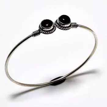 Браслет-манжета ручной работы с черным ониксом и драгоценным камнем 925 пробы с серебряным покрытием