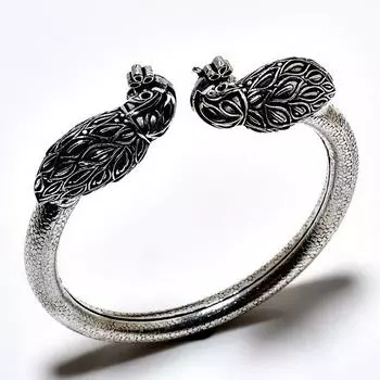 Браслет-манжета ручной работы с драгоценным камнем 925 пробы в виде слона, посеребренный ювелирный браслет