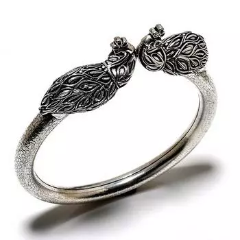 Браслет-манжета ручной работы с драгоценным камнем 925 пробы в виде слона, посеребренный ювелирный браслет