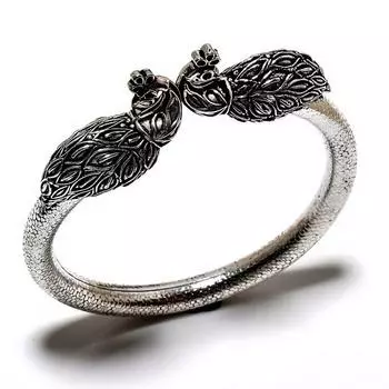 Браслет-манжета ручной работы с драгоценным камнем 925 пробы в виде слона, посеребренный ювелирный браслет