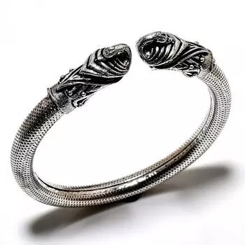 Браслет-манжета ручной работы с драгоценным камнем 925 пробы в виде слона, посеребренный ювелирный браслет