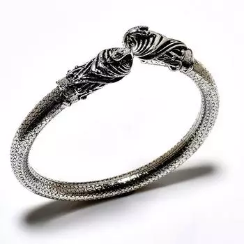 Браслет-манжета ручной работы с драгоценным камнем 925 пробы в виде слона, посеребренный ювелирный браслет