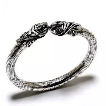 Браслет-манжета ручной работы с драгоценным камнем 925 пробы в виде слона, посеребренный ювелирный браслет