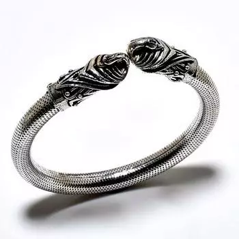 Браслет-манжета ручной работы с драгоценным камнем 925 пробы в виде слона, посеребренный ювелирный браслет