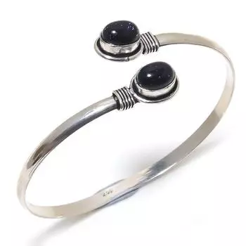 Браслет-манжета ручной работы с натуральным фиолетовым солнечным камнем, регулируемый H9M00